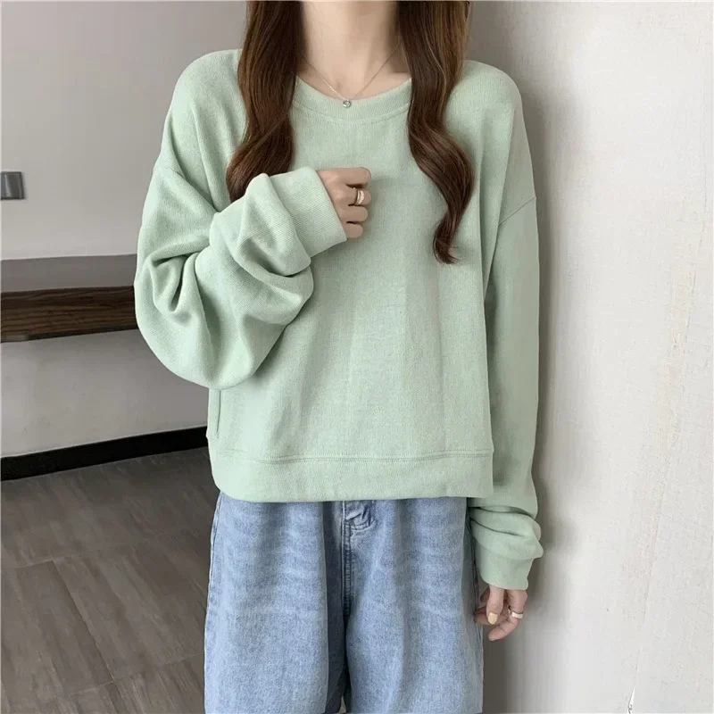 Women's T-shirt Long Sleeve Tops Sweatshirt Pullover Clothing Korean Fashion Female Blouse Soild 2024 New Spring Autumn Winter