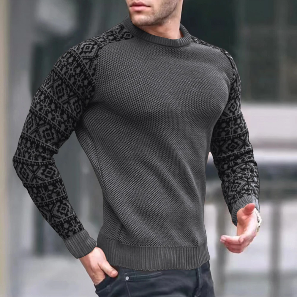 Ropa interior térmica para hombre, suéter de punto con estampado básico, Jersey cálido de manga larga, Tops de Fitness muscular, ropa de invierno