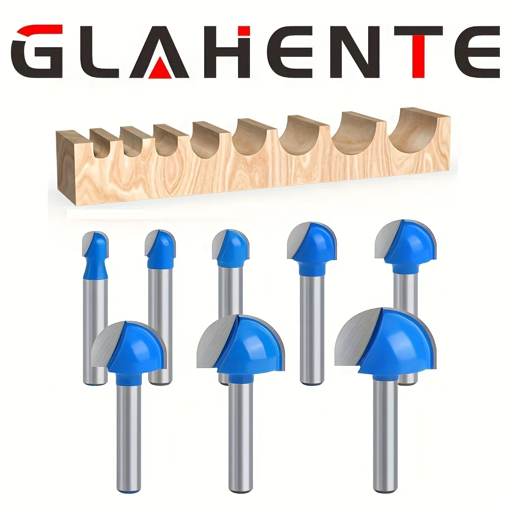 8Pcs 1/4-Inch Shank Round Bottom Woodworking Sculpting Bit Set - Half-Round Router Bits for Edge Carving and Decorative Trimming
