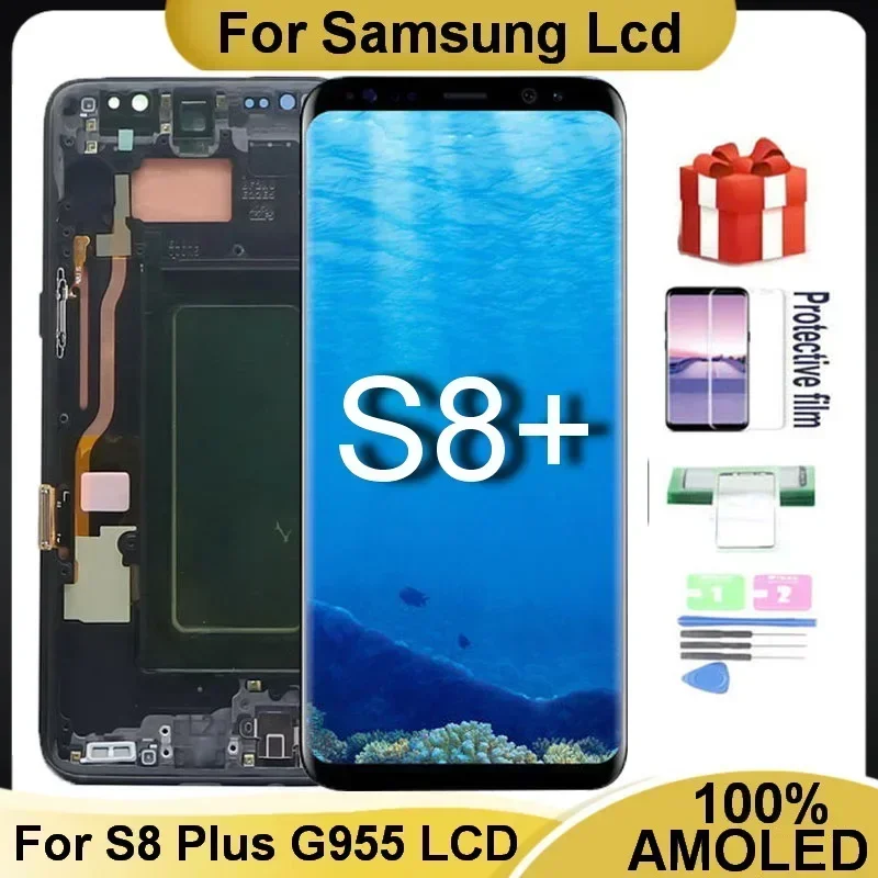 

AMOLED S8+ Display With Frame For Samsung Galaxy S8 Plus G955 G955f G955F/DS G9550 Lcd Display Touch Screen Digitizer Assembl