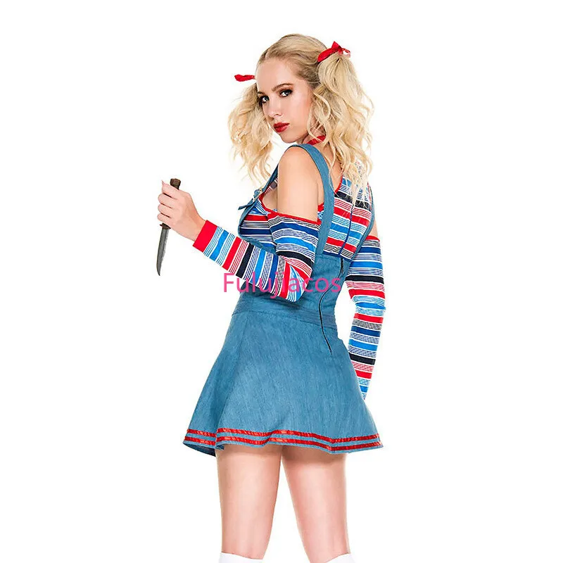 

Fulujiacos Cosplay Chucky Costumes Women Outfit Adult Girls Fancy Dress Clown