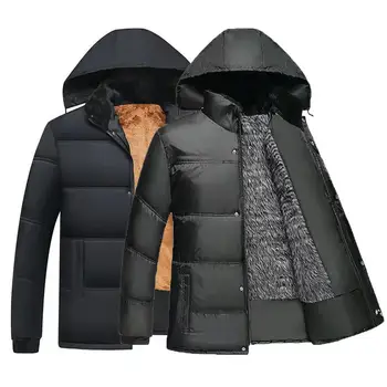 Winter Daunen mantel Männer einfarbig Stehkragen Plüsch hoch warm Reiß verschluss Männer Puffer Jacke für Outdoor Jaqueta Masculina Inverno