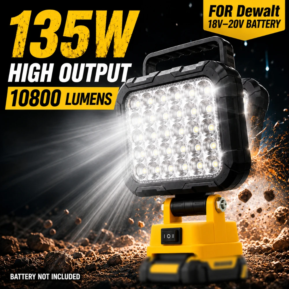 Przenośna lampa robocza LED z portem USB do akumulatorów Dewalt 18V, latarka 8-calowa do akumulatorów Dewalt, lampy robocze, lampa narzędziowa bezprzewodowa.