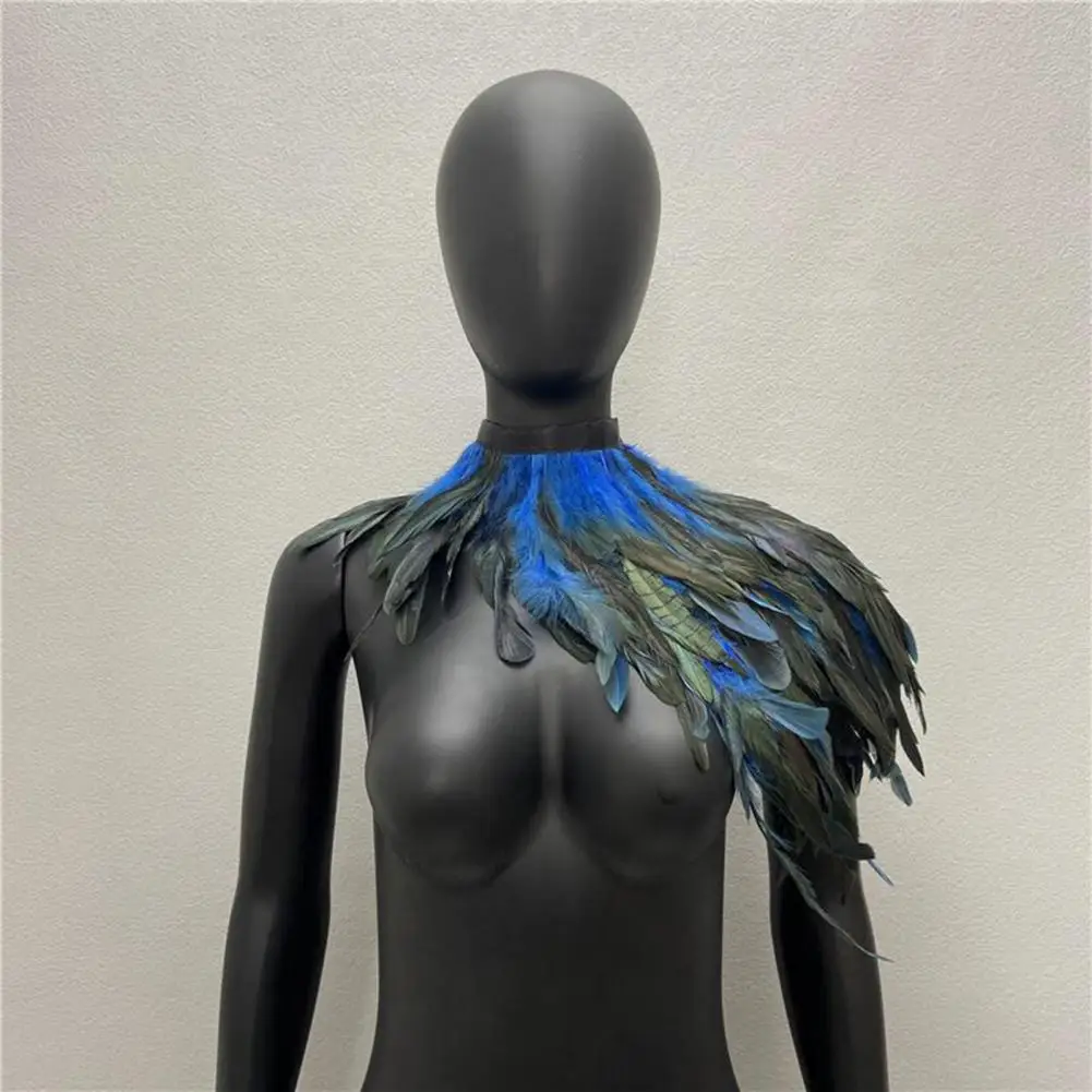 Fake Feather Shawl Feather Shrug Cape for Cosplay Stage Performance Adjustable Retro Collar Costume for Dancers Parties Stylish