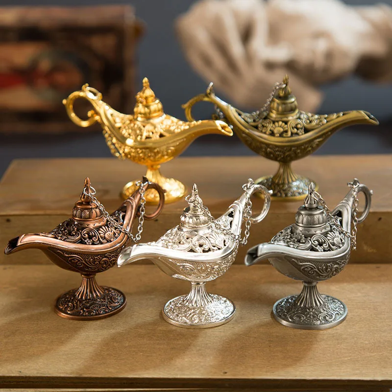 Girls Jasmine Aladdin Magic Lamp Metal Crafts Wishing Lamp Aromatherapy Stove Home Decoration Creative Ornaments Children Gifts image 2