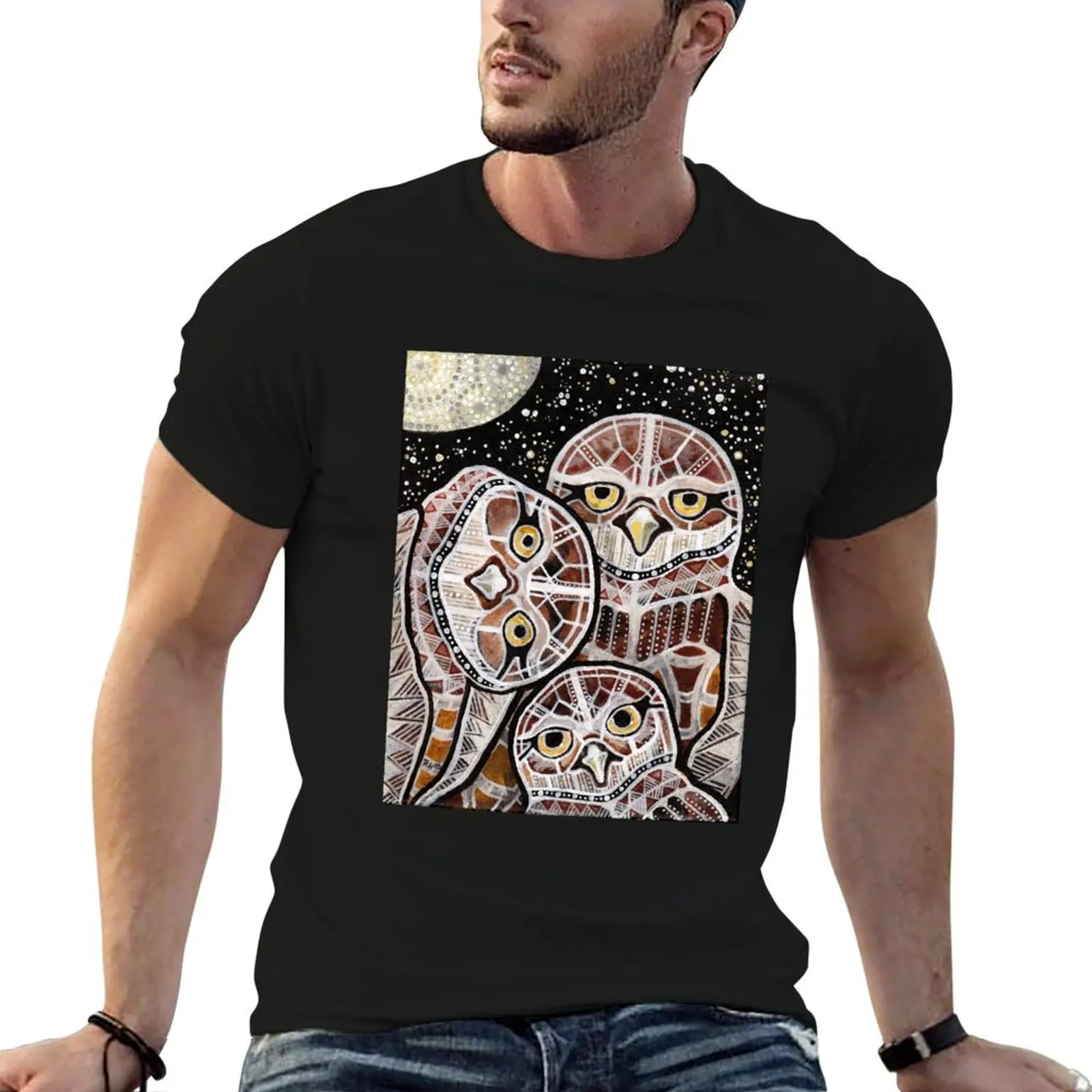 Burrowing Owl Family T-Shirt Novelty Print Casual Tee Shirt