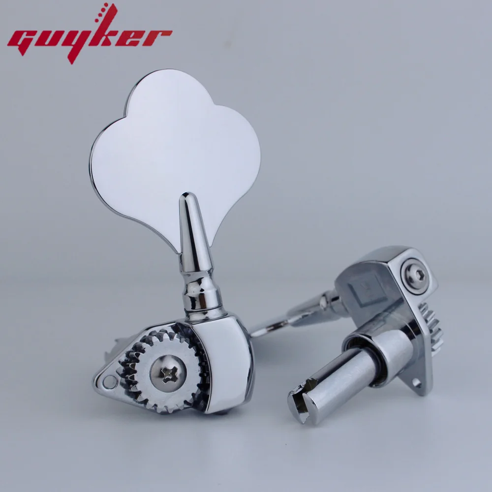 GUYKER Open Frame Electric Bass Tuners Machine Heads Gear ratio 1:20 Tuning Keys Chrome