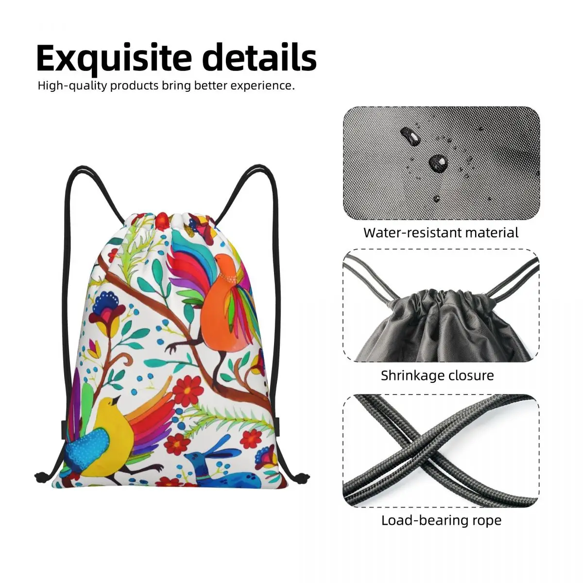 Mexican Otomi Flowers Amate Drawstring Bags Women Men Foldable Sports Gym Sackpack Mexico Textile Training Backpacks