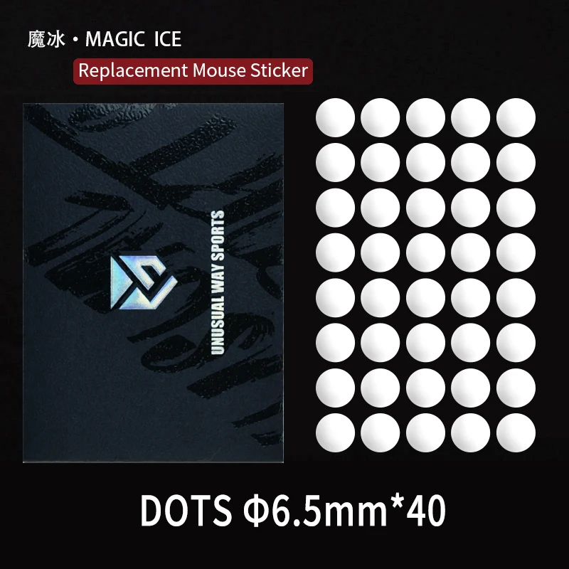 Unusual Way Sports Maus-Fußschlittschuhe für runde PTFE-Knäufe mit gewölbter Oberfläche, Anti-Kollaps, Magic Ice, Schwarz Silberfuchs