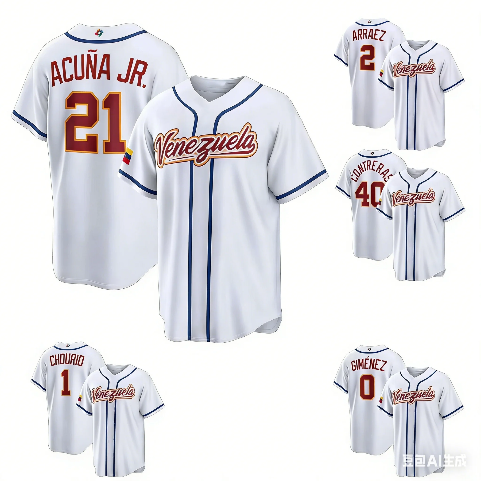 Camiseta de Béisbol de Venezuela WBC 2026 con Impresión 3D, Nombre y Número de Ronald Acuña, para Hombre y Niños
