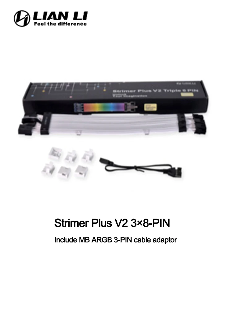 Lian Li Strimer Plus V2 RGB PSU Extension Cable ATX 24Pin GPU Dual