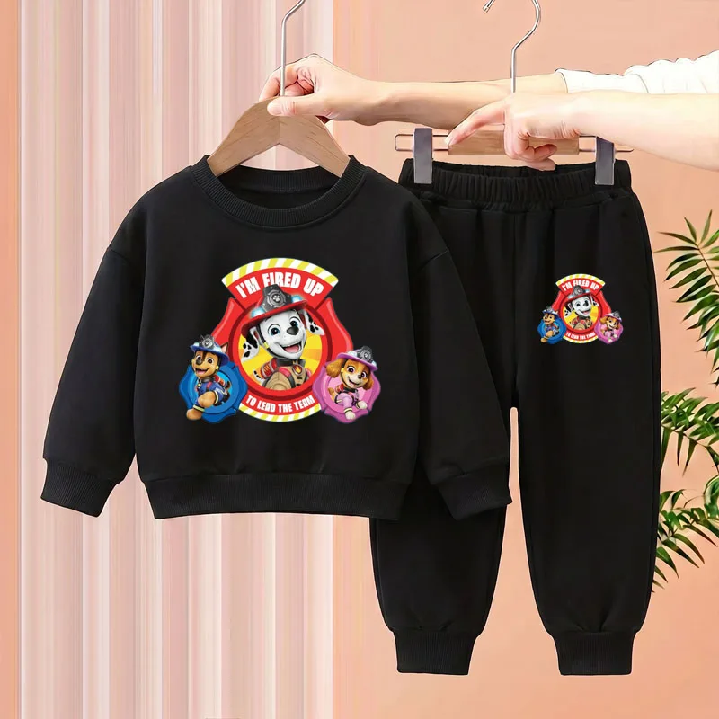 New Style Autumn Children's Casual Sweatshirt Sets Paw Patrol Printed Boys O Neck Hoodies and Long Pant 2pcs Casual Tracksuits