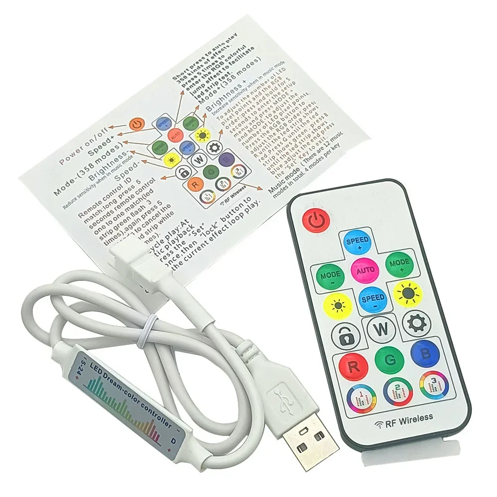 WS2811 WS2812B Led Pixels Strip Light Controller WS2812 USB/DC MINI 3Keys RF 14/17/21Keys Led Tape Remote Controller DC5-24V