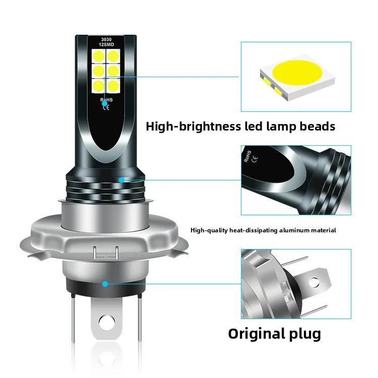 Fourniture spéciale transfrontalière de phares LED de voiture antibrouillard H4 H7 P15D H6 12 lumières phares de moto LED haute luminosité