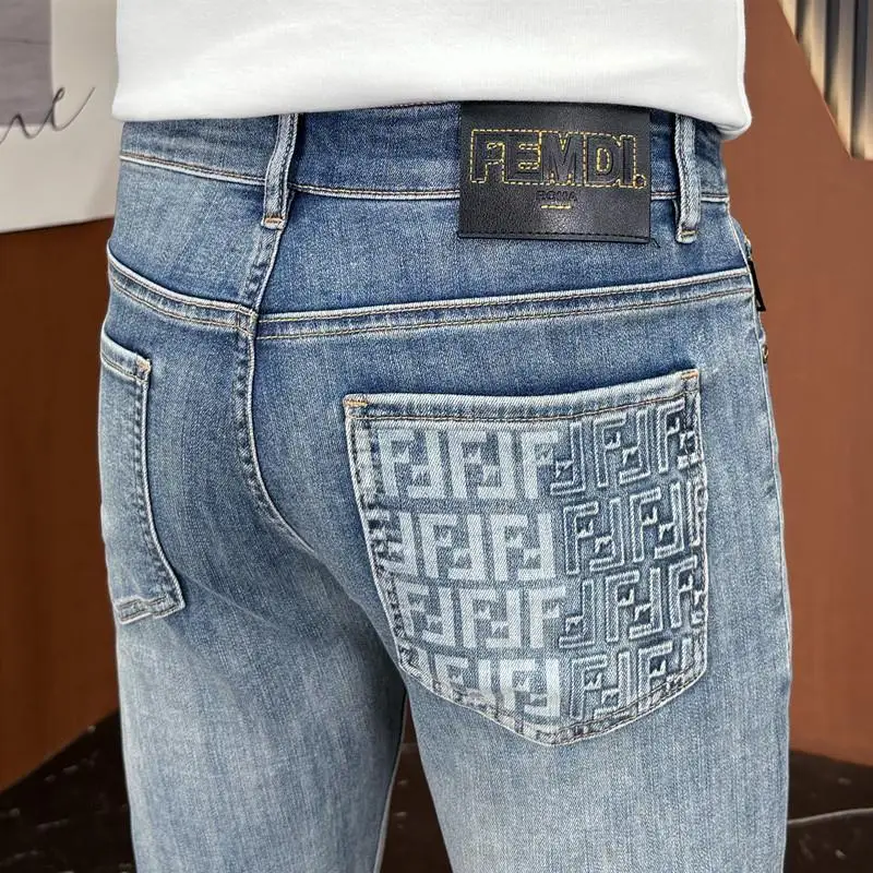 

Мужские джинсы Slim Fit с эластичной тканью, модным узором «Маленькое дьявольское глазо», дышащие, удобные, из смесового хлопка, для весеннего сезона