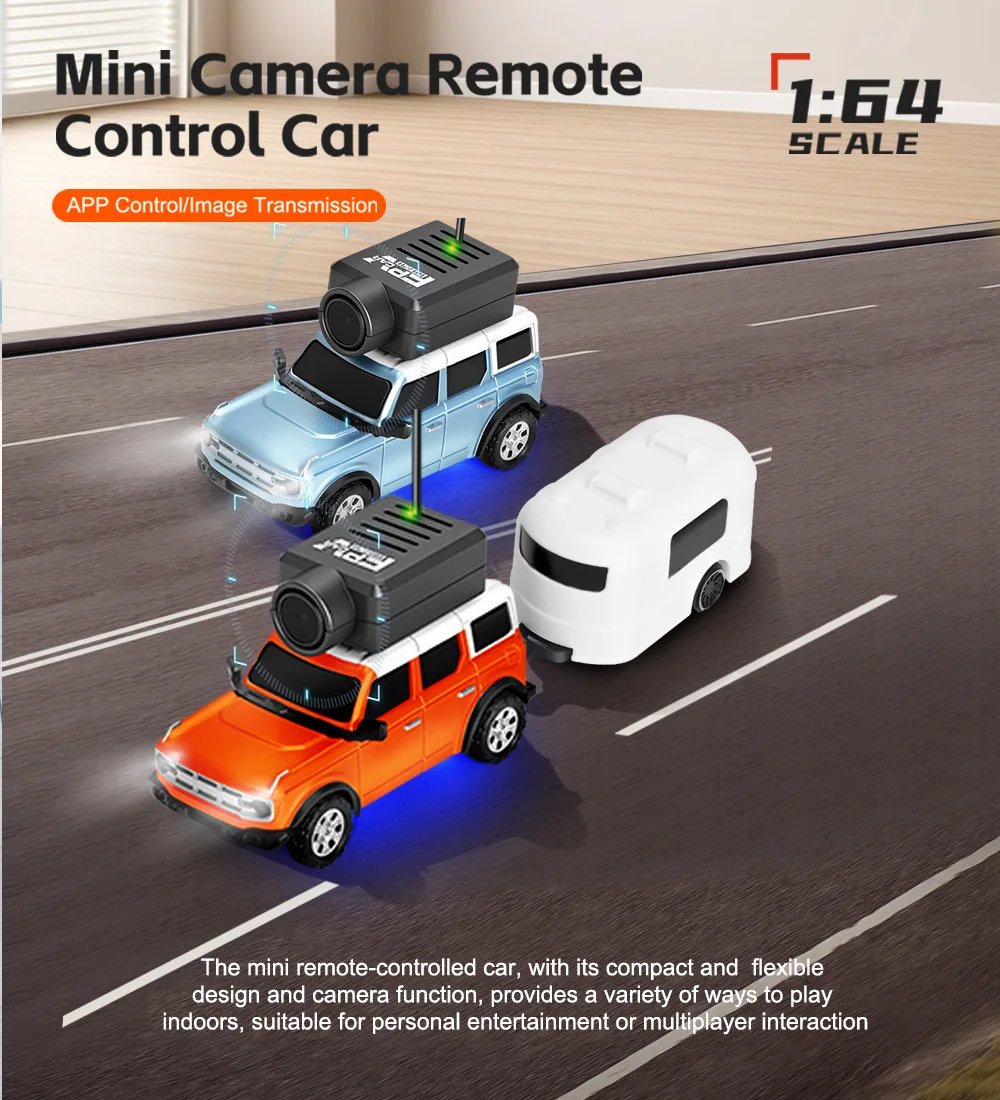 WLtoys RC Cars 1:64 Mini 6405 HD Camera Racing Car 120° Wide Angle 2.4G 720P Dual Control