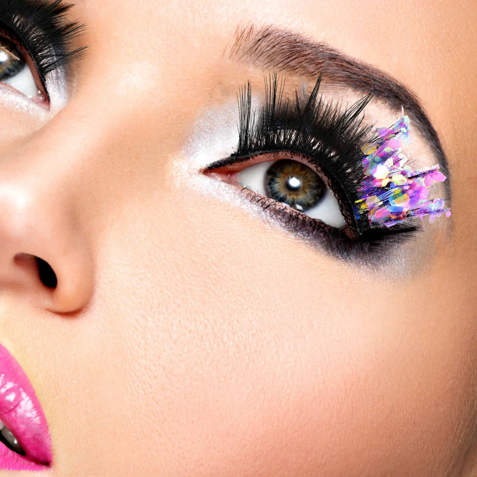 

Natural False Eyelashes Colored Glitter Lash Extensions Women Makeup Artificial Lashes Halloween Christmas Cosplay Party