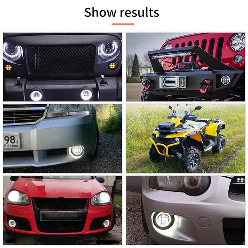 4 Inch Round Led Fog Lights Driving Light with White Amber Halo DRL Offroad Fog Lamps for Jeep Wrangler JK TJ Dodge Journey