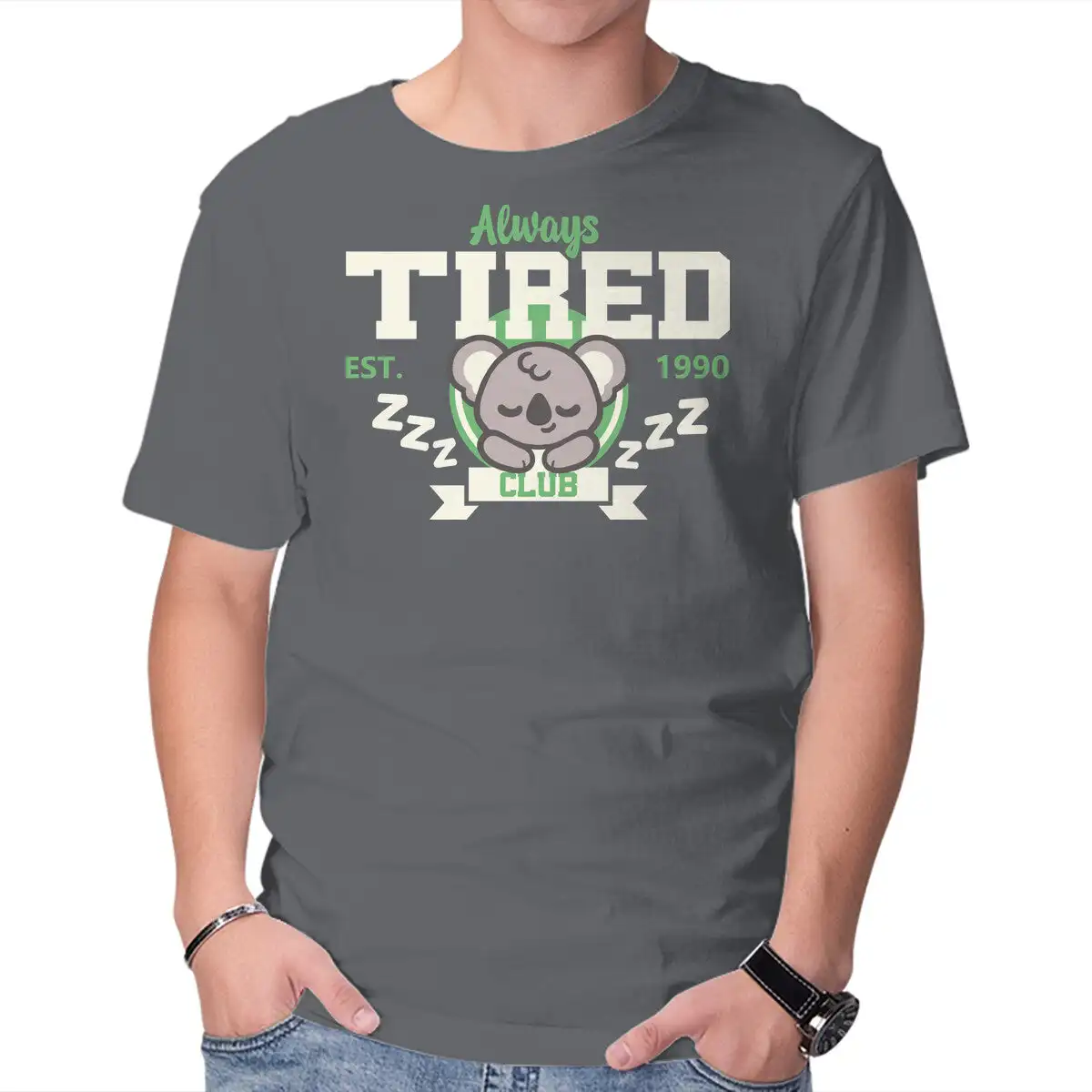 Always Tired Club Koala Anime Graphic T-shirts For Men Clothing Women Short Sleeve Tees New Arrivals Unisex Summer