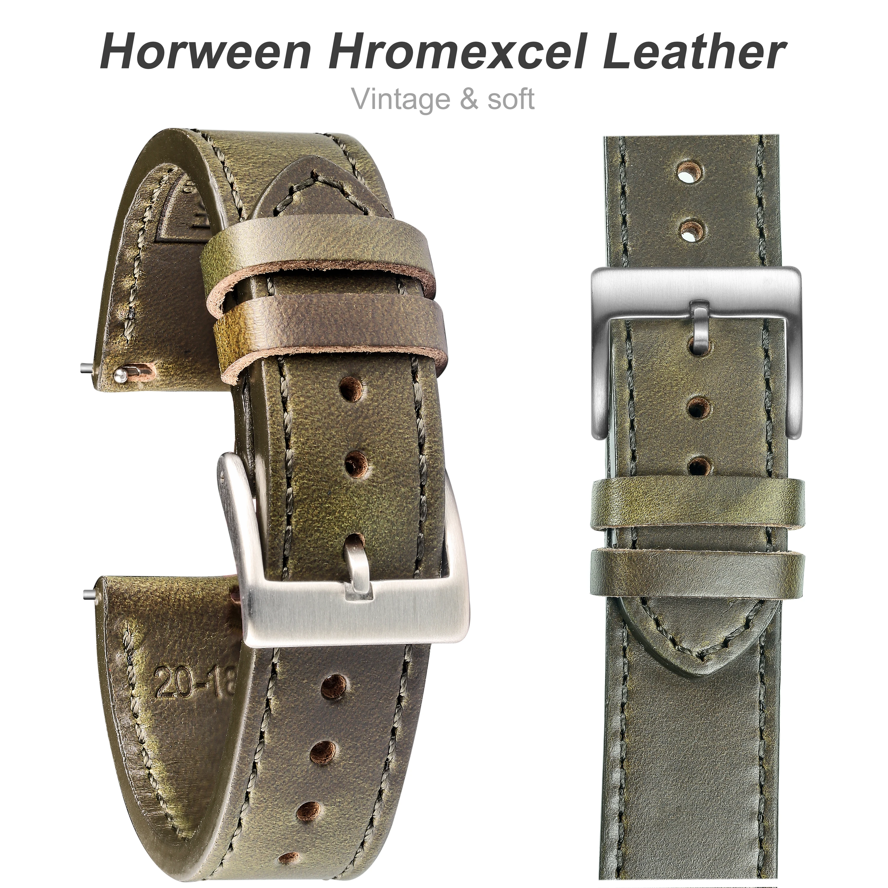 

High Quality Horween Genuine Leather Straps Brown Soft Wrap Handmade Horse Leather Wrist Bands 18mm 20mm 22mm