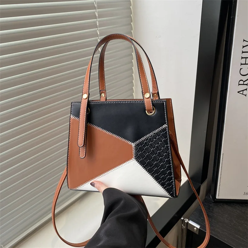

2025 New Geometric Print Shoulder Bag for Women Large Capacity Patchwork Crossbody Purse Trendy Handheld Small Square Bag