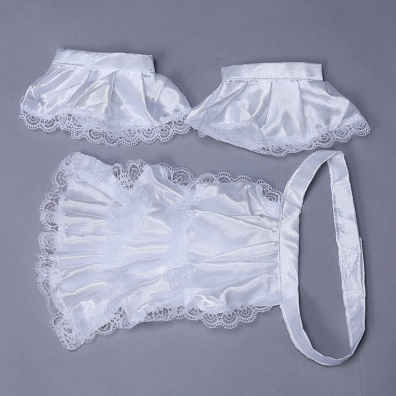 Viktorianisches Kolonial-Jabot-Set mit Rüschen aus Satin, Kragen und falschen Manschetten für Erwachsene und Kinder, Unisex, Halloween-Party-Kostümzubehör – Detail 8