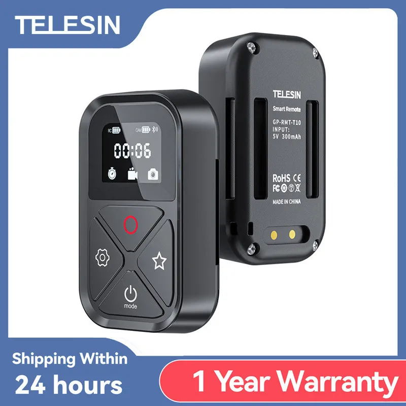 TELESIN T10 Bluetooth Remote Control For GoPro Hero 12 11 10 9 80M Camera Wireless Smart Remote For GoPro Camera Accessories