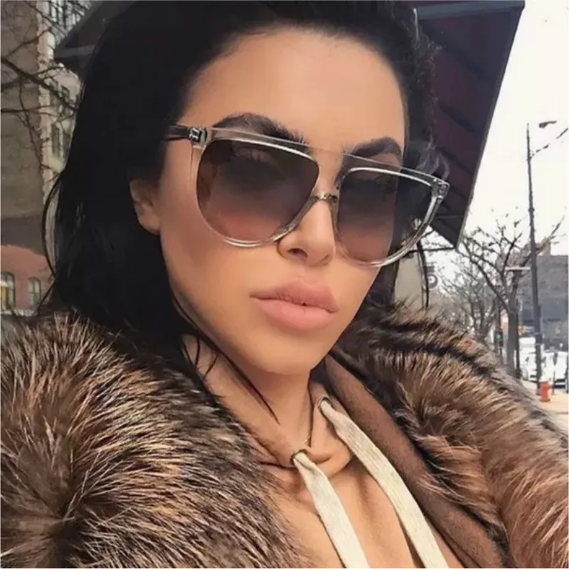 Retro Oversized Sunglasses Women 2026 Vintage Brand lunette soleil femme Big Frame Flat top Designer Sun glasses okulary Eyewear
