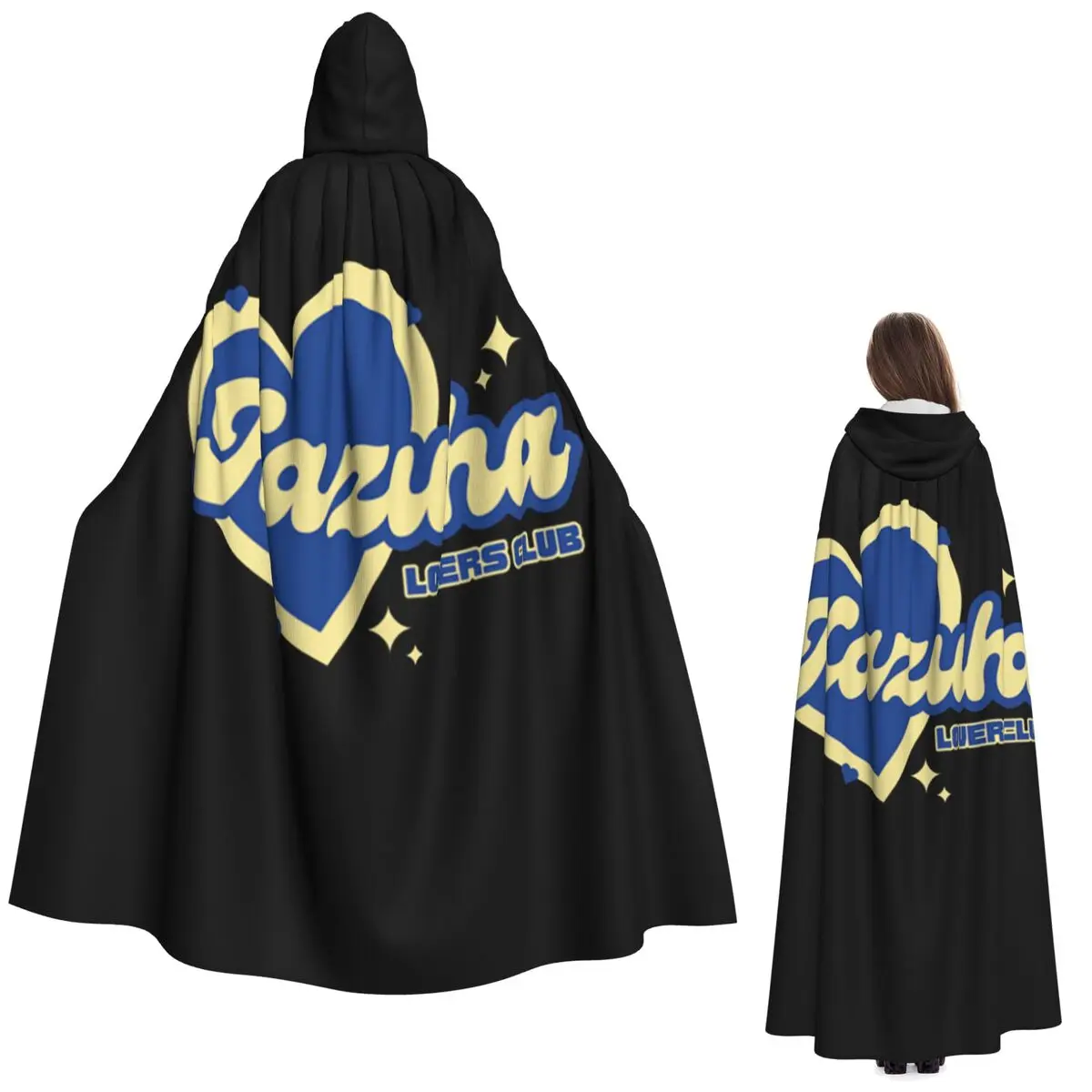 

Kazuha Lovers Club Long Hooded Cloak Witch Medieval Costume Cosplay Cape HalloweenCoat Adult Unisex