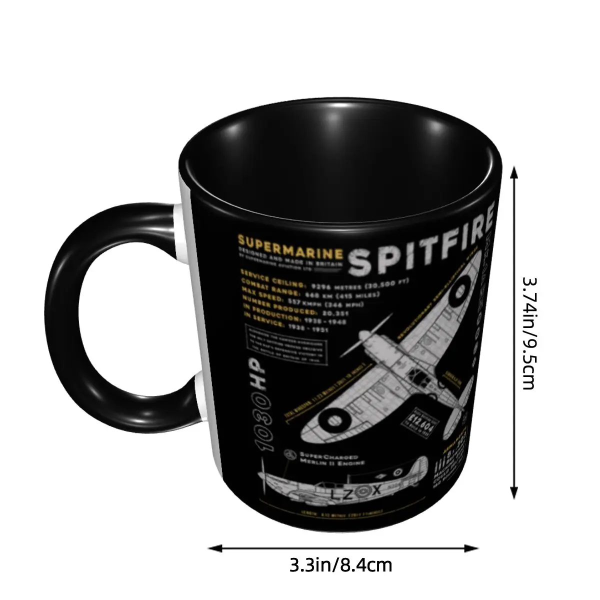 DIY Supermarine Spitfire Ceramic Mug Personalized Fighter Pilot Aircraft Airplane Plane Coffee Cups Creative Present