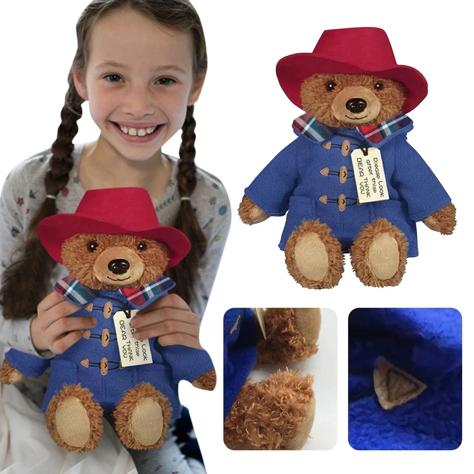 12cm Original Classic Paddington Bear Plush Toy Kawaii Small Bear Portable Handbag Stuffed Dolls High Quality Children Gifts