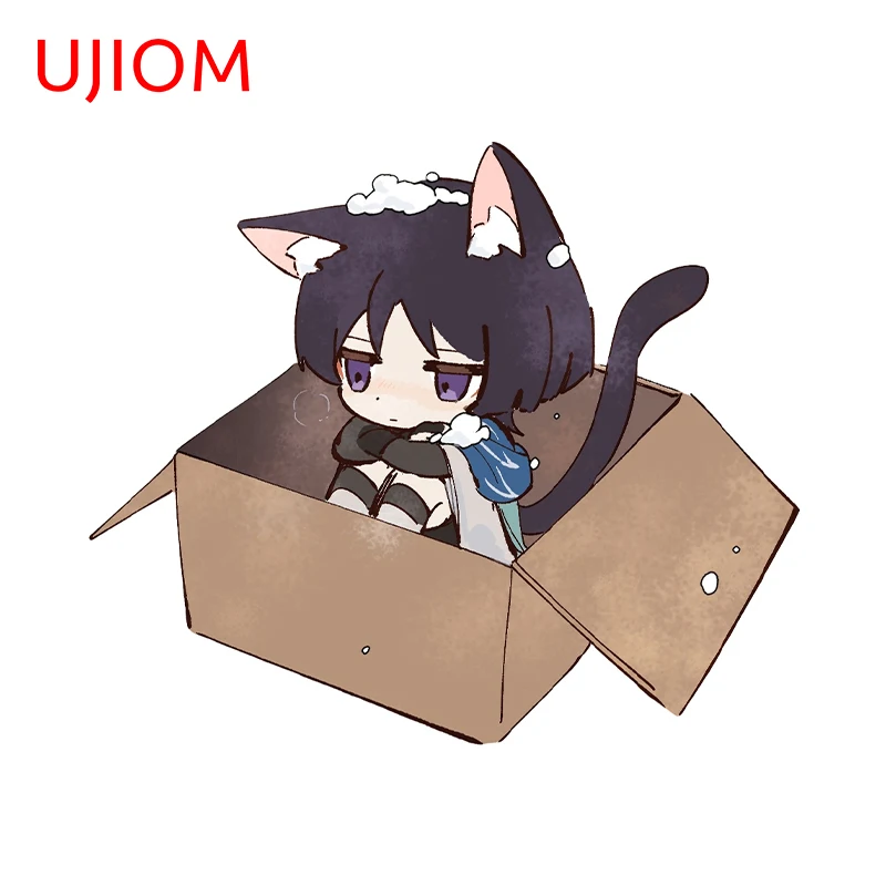 UJIOM 13cm X 10.9cm Wanderer Genshin Impact Wall Stickers Lovely Cat Ears Boy in A Box Posters Decals Amusing House Decoration