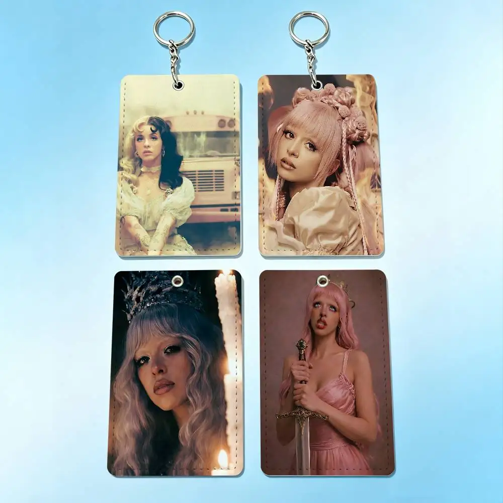 

M-Melanie M-Martinez Singer Card Case Leather Card Holder Keychain Key Ring Door Access Tags ID Card Case Keychain