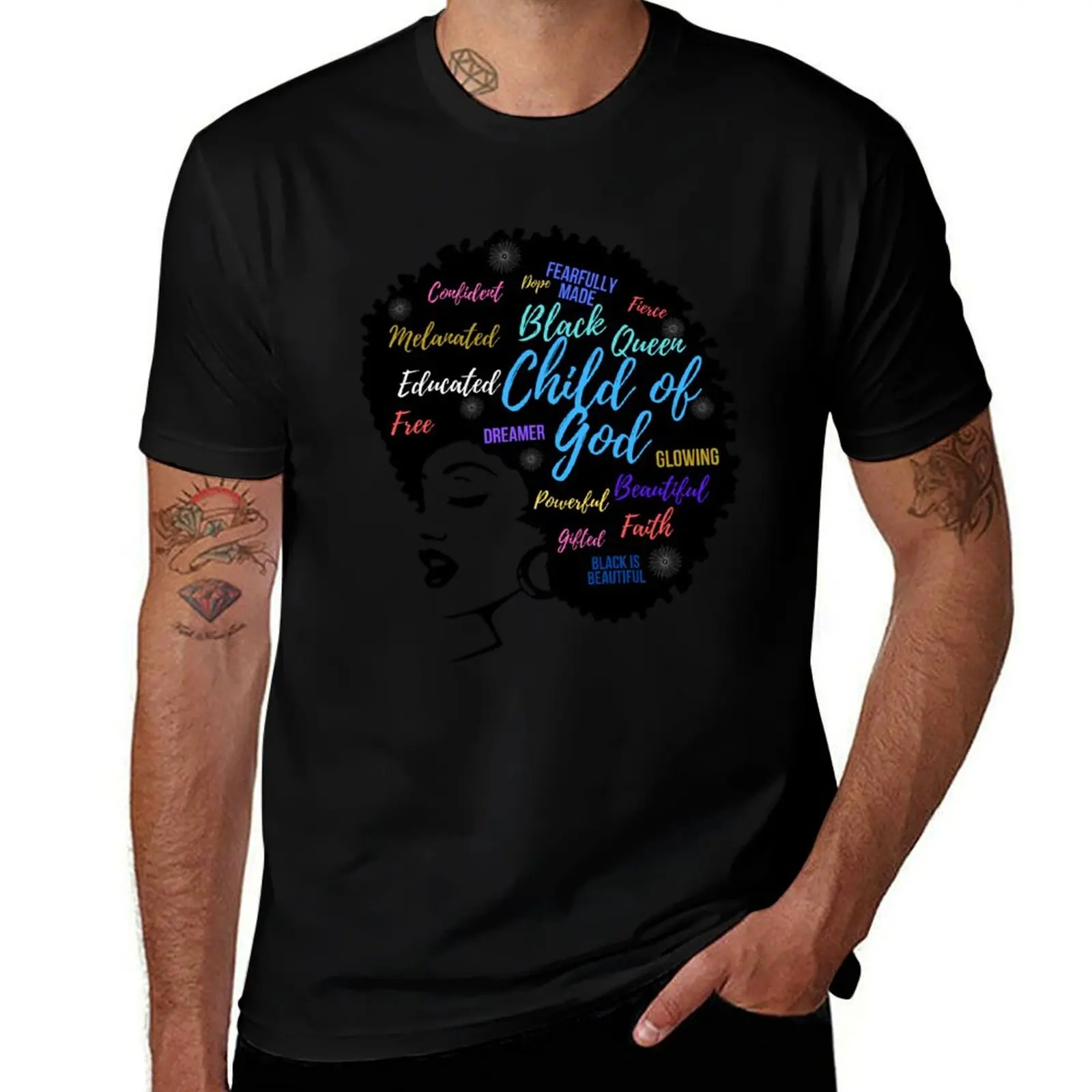 

Afro Woman, Natural Hair, Christian Child of God T-Shirt anime stuff luxury clothing labubu clothing for men