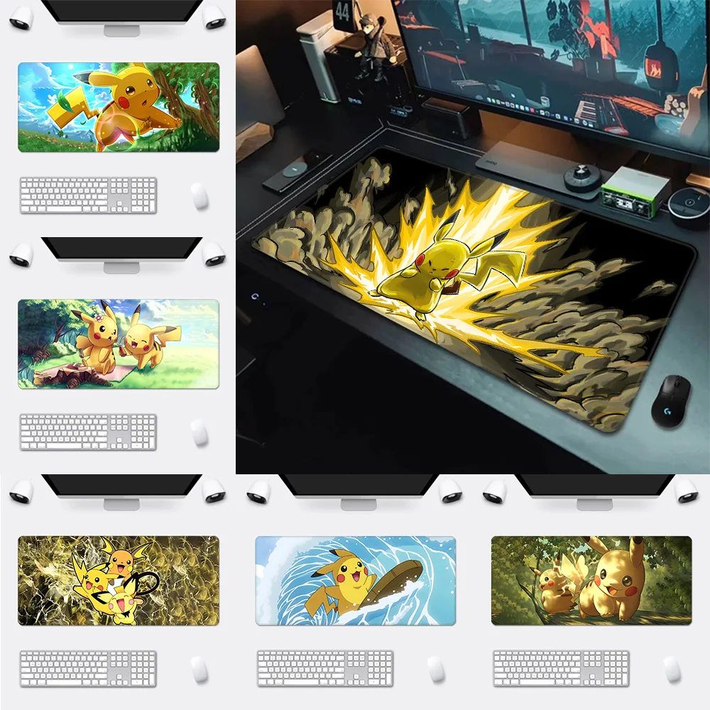 Pokemon Cartoon Pikachus Mousepad HD Printing Computer Gamers Locking Edge Non-slip Mouse Pad XXL90x40cm Keyboard PC Desk Pad