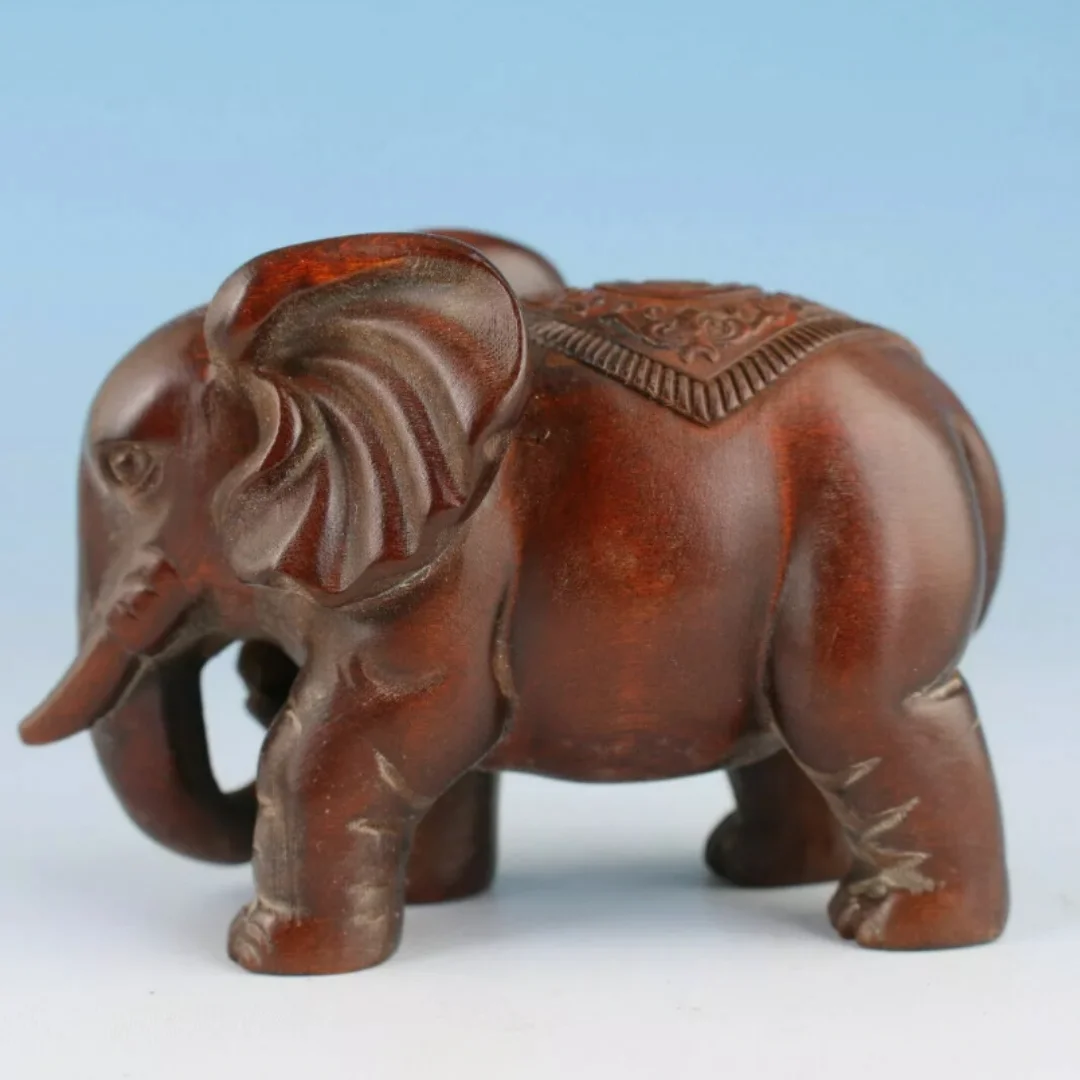 Japanese chinese boxwood hand cast elephant statue netsuke collectable Models