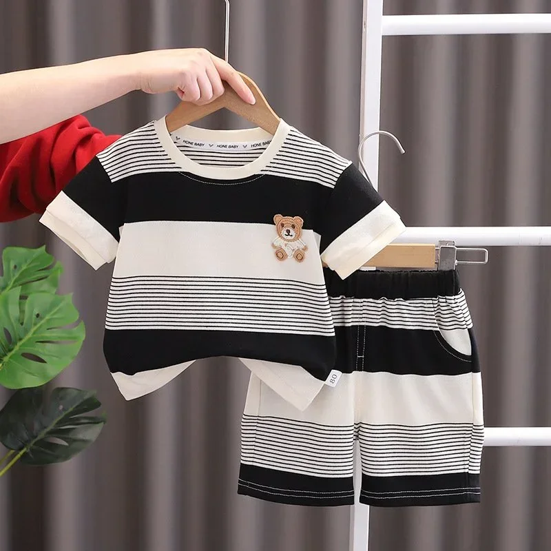 

New Summer Baby Girls Clothes Set Boys Clothing Children Casual Striped T-Shirt Shorts 2Pcs/Sets Toddler Costume Kids Tracksuits