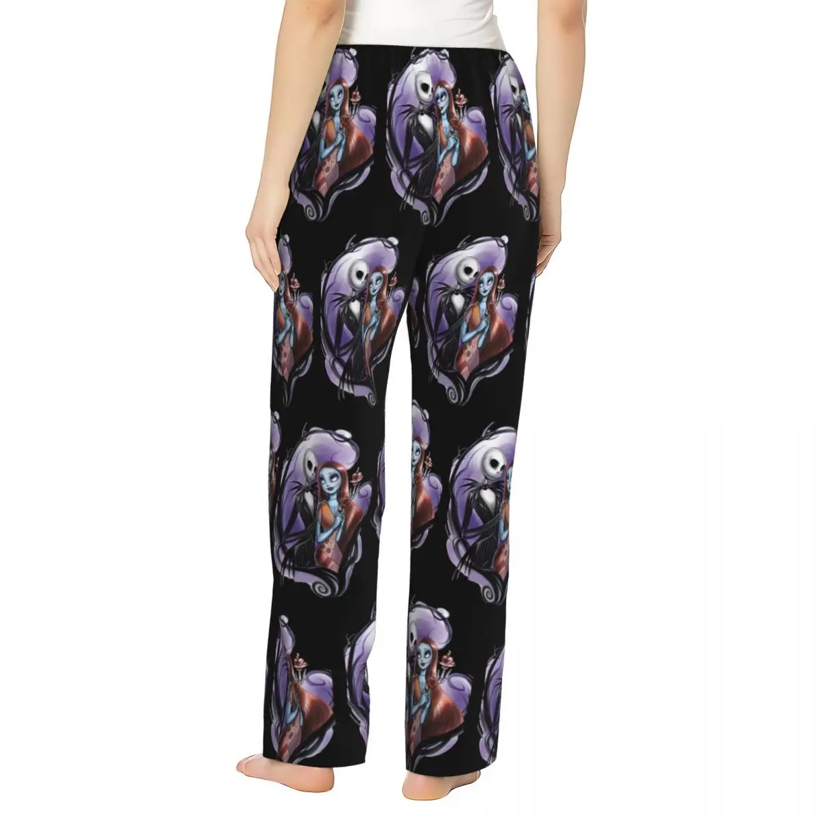 Custom Print Womens The Nightmare Before Christmas Pajama Pants Jack Skellington And Sally Sleep Sleepwear Bottoms with Pockets