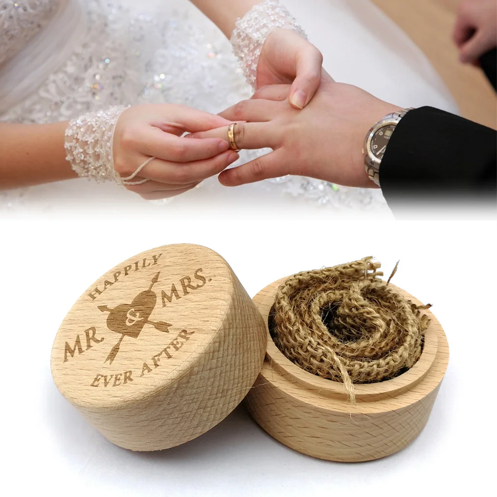 

Wedding Engagement Wooden Ring Box Rustic Vintage Style Small Lightweight Storage Solution Necklace Earrings Accessory