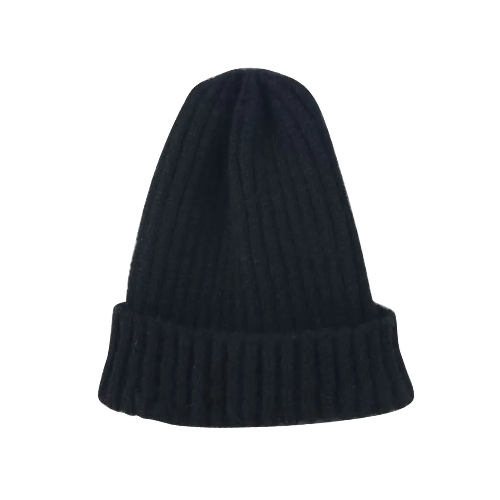 

Kids Winter Knitted Woolen Hat Black One Size Stretch Warm Beanie Cap Casual Headwear Perfect Gift for Children