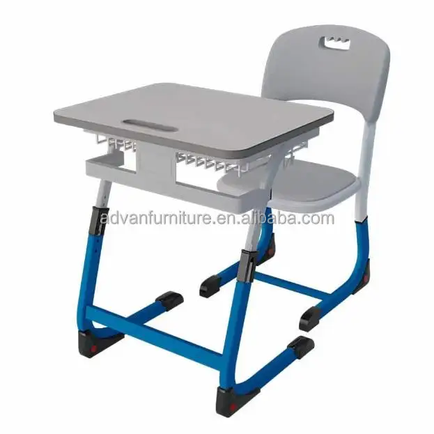 School Furniture Metal Wooden Student Desk And Chair Set Single Student Desk And Chair designed for secondary school students