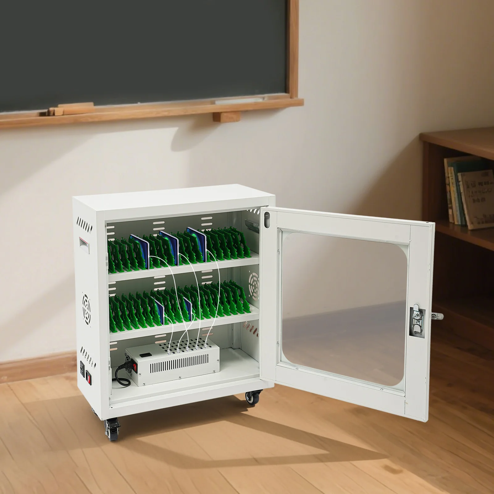 محطة شحن للهاتف المحمول متعددة الأغراض بقدرة 40 فتحة، عالية الكفاءة بقدرة 400 وات، قفل باب من الزجاج المقسى، متنقل وآمن #4