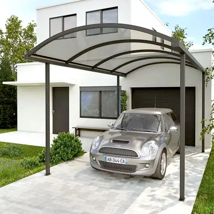 Customized Various Sizes and Colors Carport Anti Rust Aluminum Frame Acrylic Arched Shape Car Parking Household Car Shelter