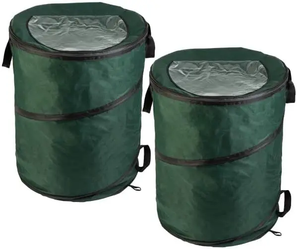 

2-Pack Collapsible Outdoor Trash Cans, 46-Gallon Pop-Up Garbage Bins for Camping, Yard, and Storage