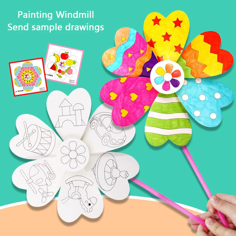 

Kindergarten Puzzle Toy Creative Drawing Props For Kids Handmade Art Painting Windmill Toys DIY Graffiti Education Playing