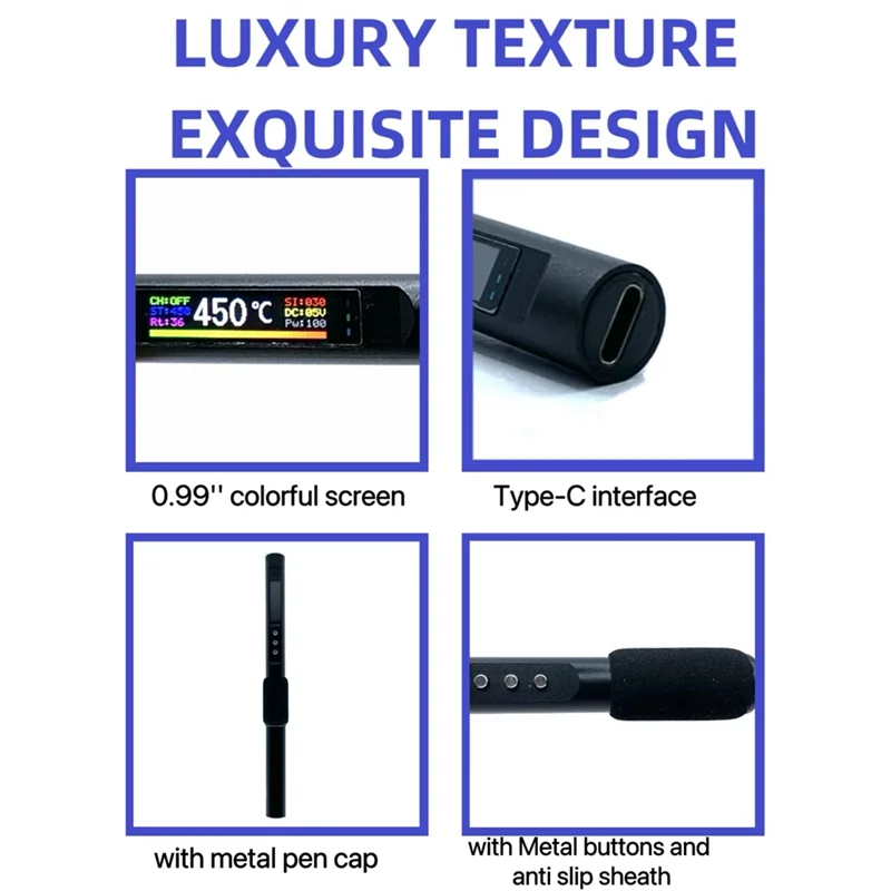 

AA81-L210C PD 100W Portable Electric Soldering Iron 50-500°C Adjustable Temperature 0.99-Inch Color Screen Soldering Station