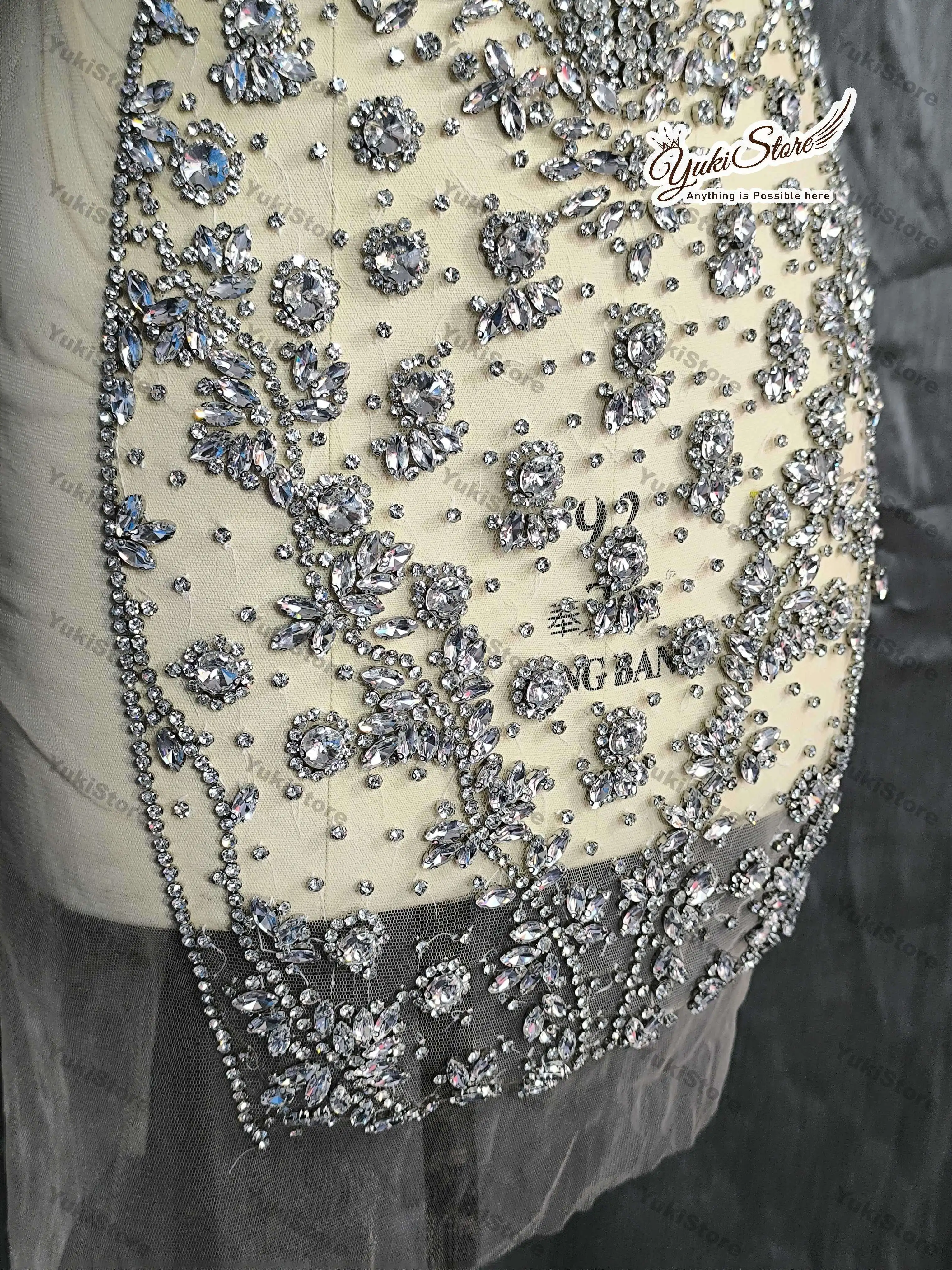 Silver Handmade Rhinestone Body for Prom Dress Sew On Shiny  Luxury Silver Stone JY030 2024