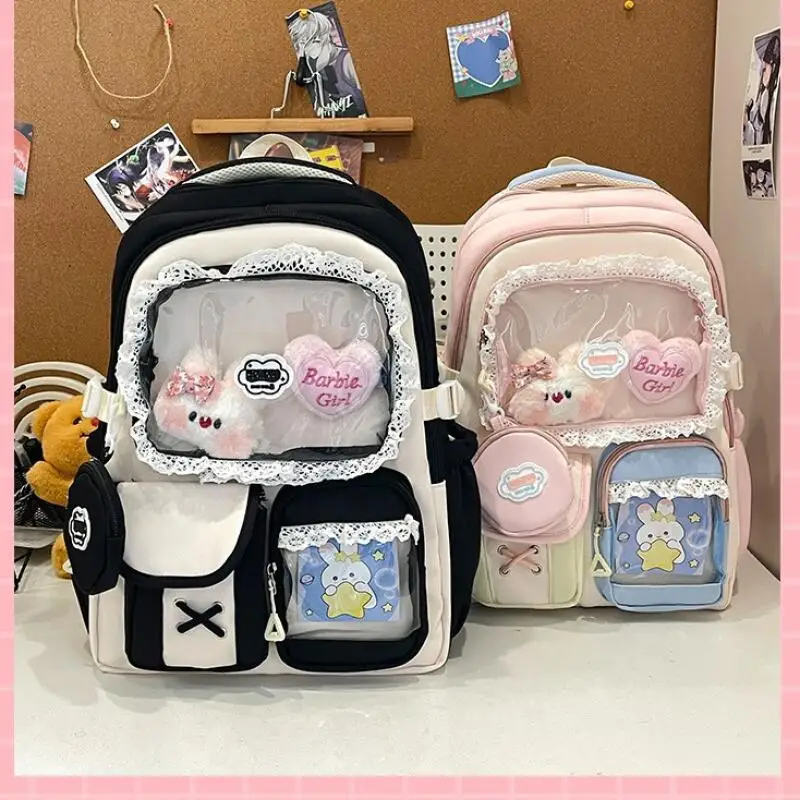 女の子向け可愛い漫画柄ブックバッグ、おしゃれでかっこいい軽量スクールバッグ、大容量、中学校・小学校用デイパック