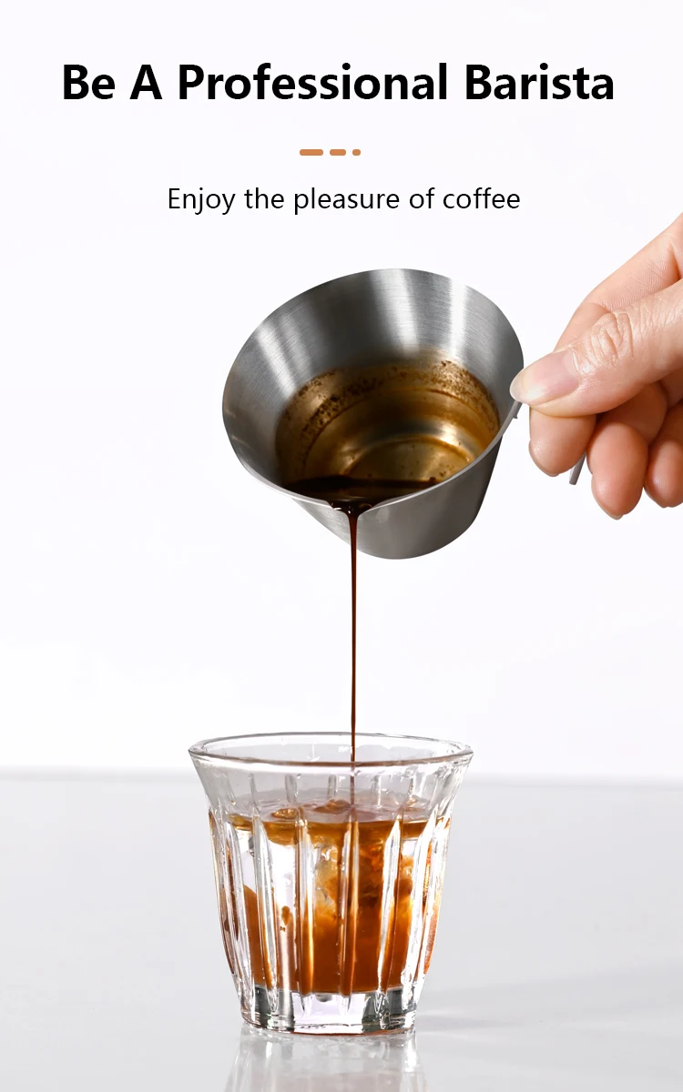 304 Edelstahl Messbecher 100ML Kaffee-Dosierbecher mit Griff Präzisionsskala für Espresso Milch Latte Art Barista-Werkzeug – Detail 3