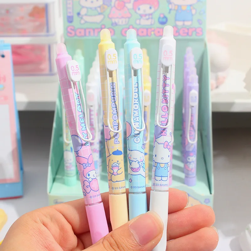 36pcs New Sanrio 0.5 Press Gel Pen Animation Cute Kuromi Kitty Melody Student Writing Black Signature Pen Stationery Gift